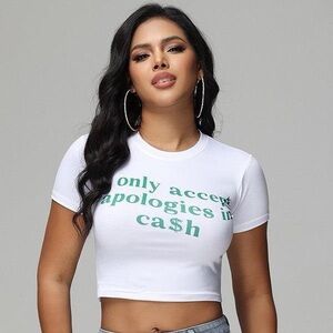 SHEIN White Tee with Green Graphic